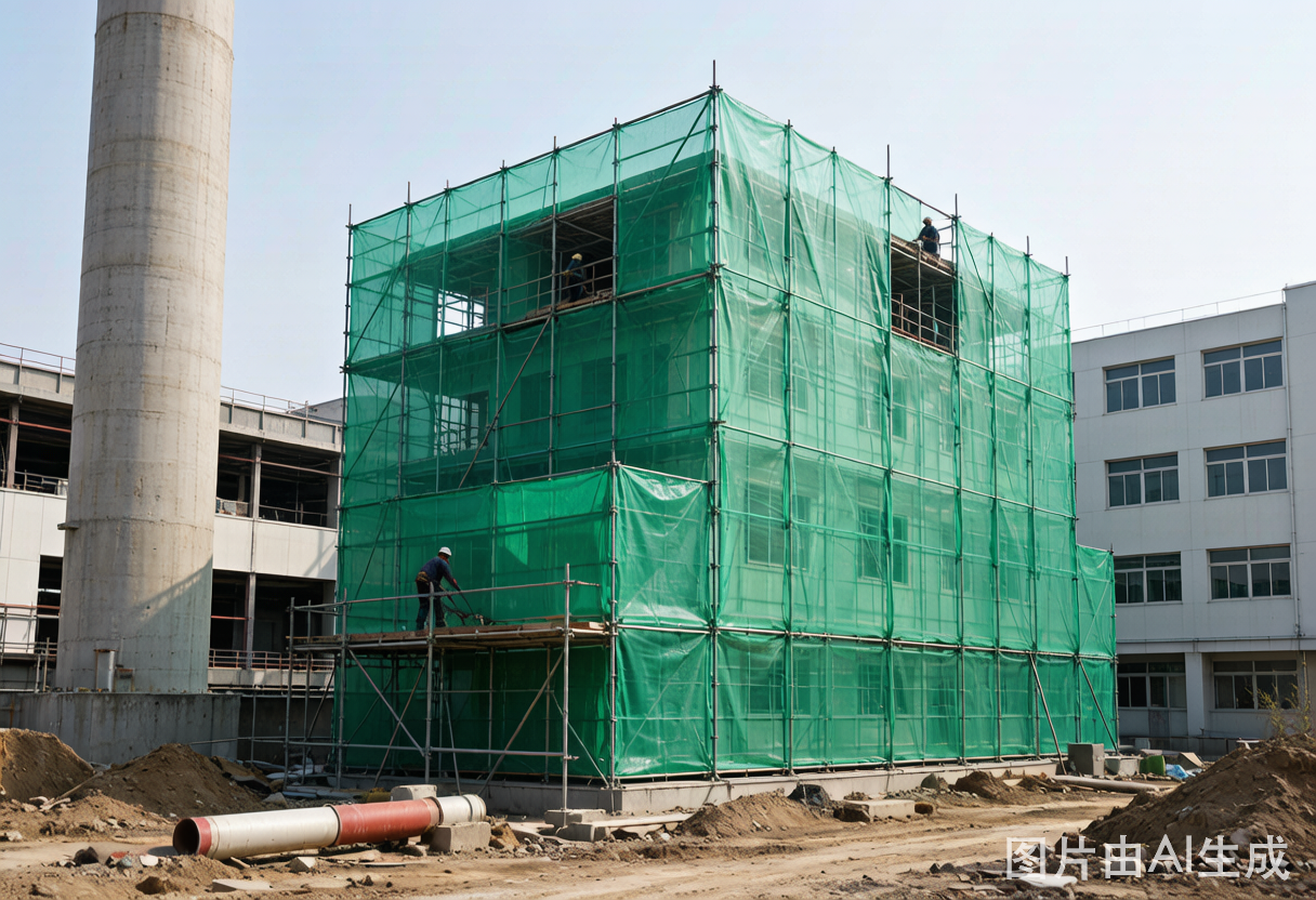Construction site tarpaulin scaffolding cover